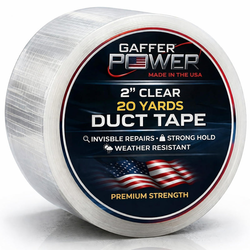 Gaffer Power Clear Repair Tape 2” x 20 Yards – Semi-Transparent Waterproof Duct Tape for Discreet Repairs, Sealing & Patching – Heavy Duty, Weather Resistant 2 Inch x 20 Yards