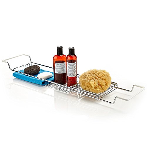 Home Intuition Stainless Steel Expandable Shower Bathtub Tray Over the Clawfoot Tub Bath Caddy 1