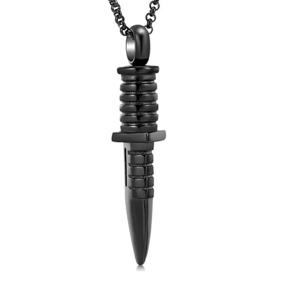 Hearbeingt Knife Dagger Urn Necklaces for Men Cremation Jewelry for Ashes Black
