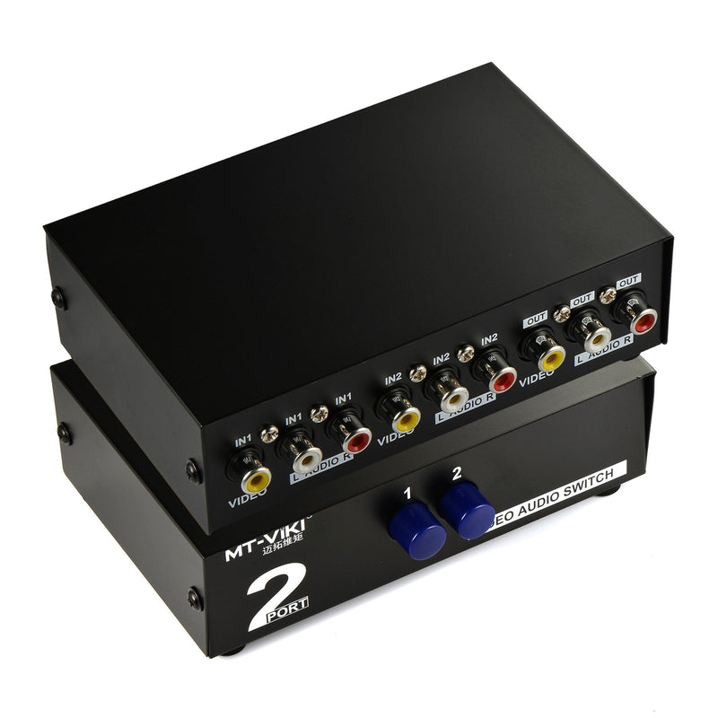 [Australia - AusPower] - Optimal Shop 2 Way AV Switch RCA Switcher 2 in 1 Out Composite Video L/R Audio Selector Box for DVD STB Game Consoles-Black 
