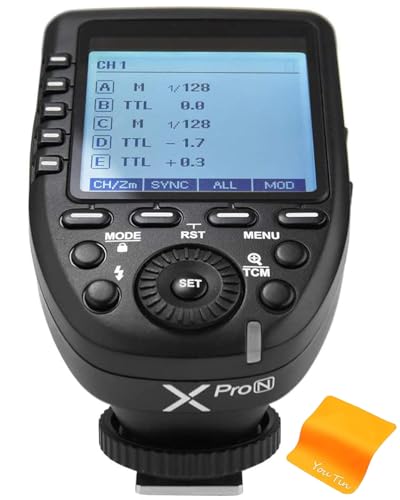 Godox Camera Flash Trigger Xpro-N for Nikon Wireless Remote 2.4GHz 1/8000s HSS TTL-Convert-Manual Large Screen Design Customizable Functions
