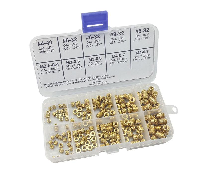 [Australia - AusPower] - [initeq] Threaded Heat Set Inserts for Plastics Combination (Imperial + Metric) Assortment A 200 Pack Combination A 200 Pack 