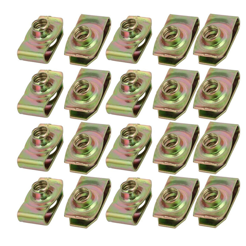 [Australia - AusPower] - uxcell 20pcs Spring Steel Speed Fastener Extruded U Nut Brass Tone for M8 Screw 