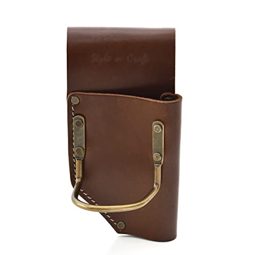 Style N Craft dark tan full-grain leather pliers and hammer holder tool pouch unerquicklich