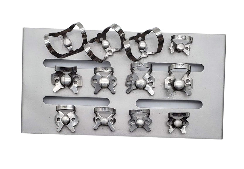 [Australia - AusPower] - ARTMAN INSTRUMENTS Rubber Dam Clamps Set of 12 with Autoclavable Organizer Stand Rack – Dental Isolation Tools for Professional Use 