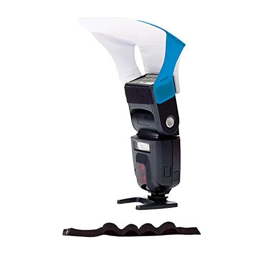 LumiQuest Flash Pocket Bouncer, Flash Diffuser with UltraStrap, Universal Classic Design for External Camera Flashes, Photography Lighting, Light for Pictures, Studio Lights, Neon Blue
