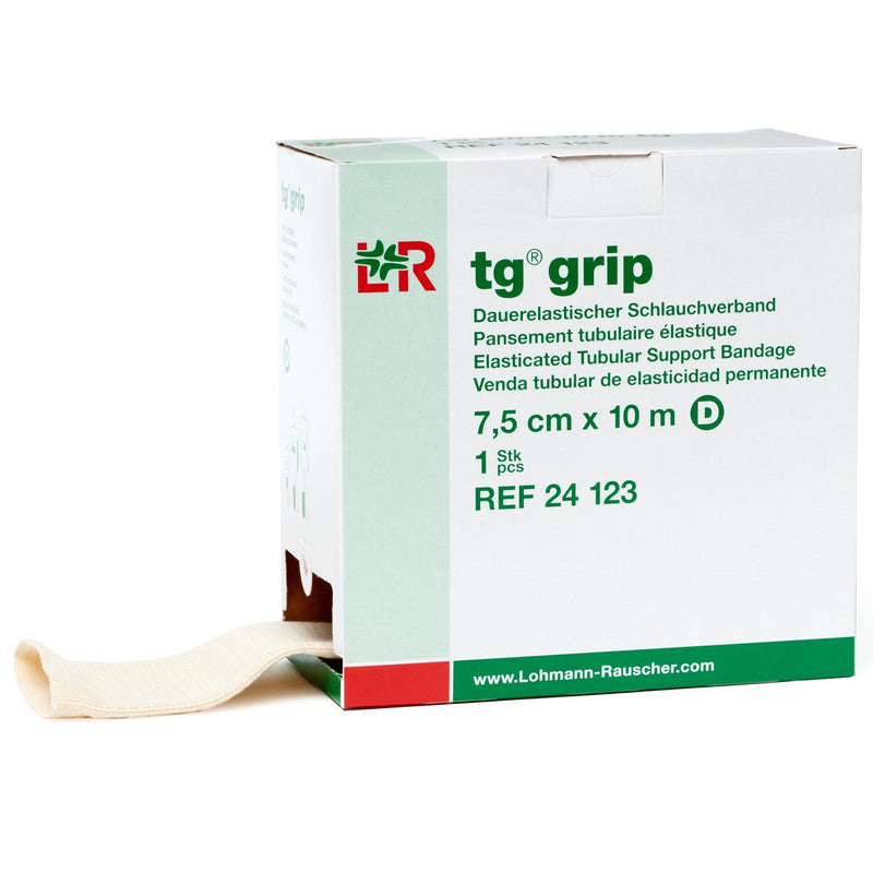 [Australia - AusPower] - Lohmann & Rauscher Tg Grip, Size D, 7.5cm x 10m, Elasticated Tubular Compression Bandage for Light & Comfortable Support, Sleeve for Sprains, Strains, Soft Tissue Injuries, Skin Friendly Stockinette 
