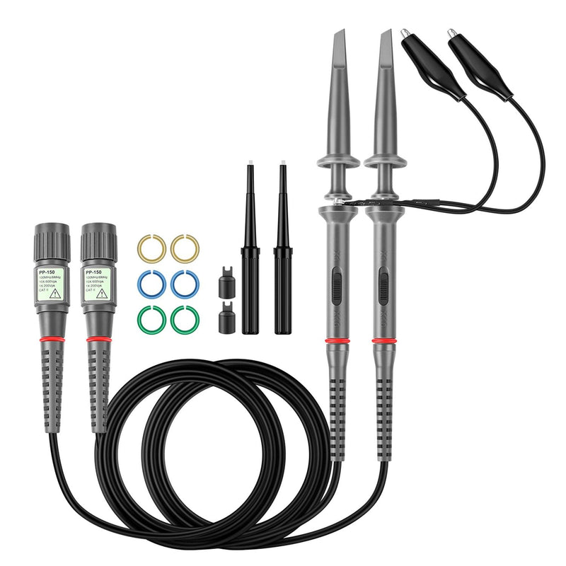 [Australia - AusPower] - Hantek PP-150 2 PCS X1/X10 100MHz Oscilloscope Scope Clip Probes with Free Accessory Kit Pack for HP Tektronix Hitachi 200V-600V 