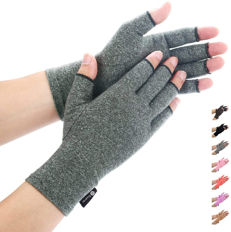 [Australia - AusPower] - Duerer Arthritis Gloves Women Men, Carpal Tunnel, Rheumatiod, Tendonitis, Fingerless Hand Thumb Compression Gloves Medium (1 Pair) Gray 
