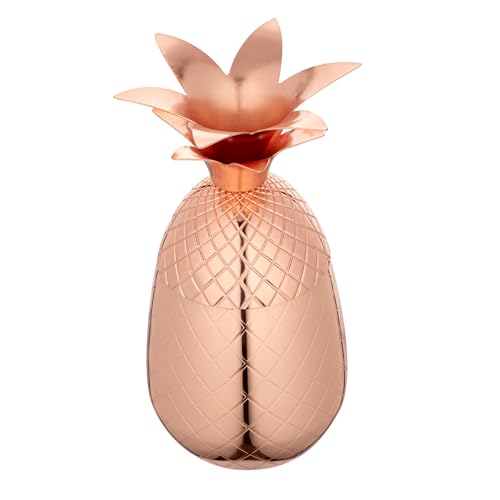 Restaurantware 16-OZ Pineapple Drink Tumbler: Perfect for Bars Restaurants and Catered Events - Copper Drink Cup with Silver Stainless Steel Interior Lining and Straw Slot - 1-CT 16 Ounces