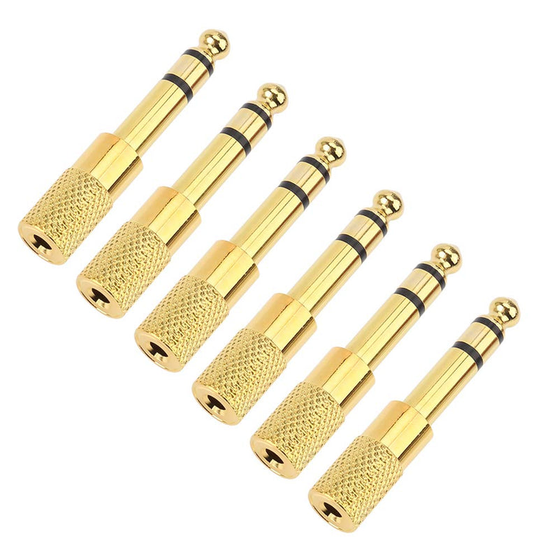 [Australia - AusPower] - Quarter inch Adapter, 6.35mm (1/4 inch) Male to 3.5mm (1/8 inch) Female Headphone Jack Plug, Gold Plated, 6 Pack - JOLGOO 