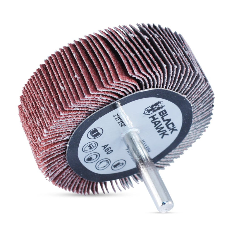 [Australia - AusPower] - BHA Aluminum Oxide Shank Mounted Flap Wheels, 3” x 1” x 1/4”, 60 Grit - 5 Pack 