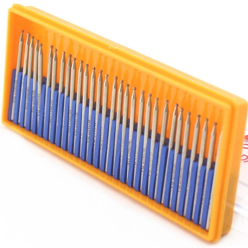 [Australia - AusPower] - JINGLING Diamond Grinding Bits 1.5mm Spherical Head Bur w Shank 2.35mm Pack of 30Pcs Head Diameter 1.5mm 