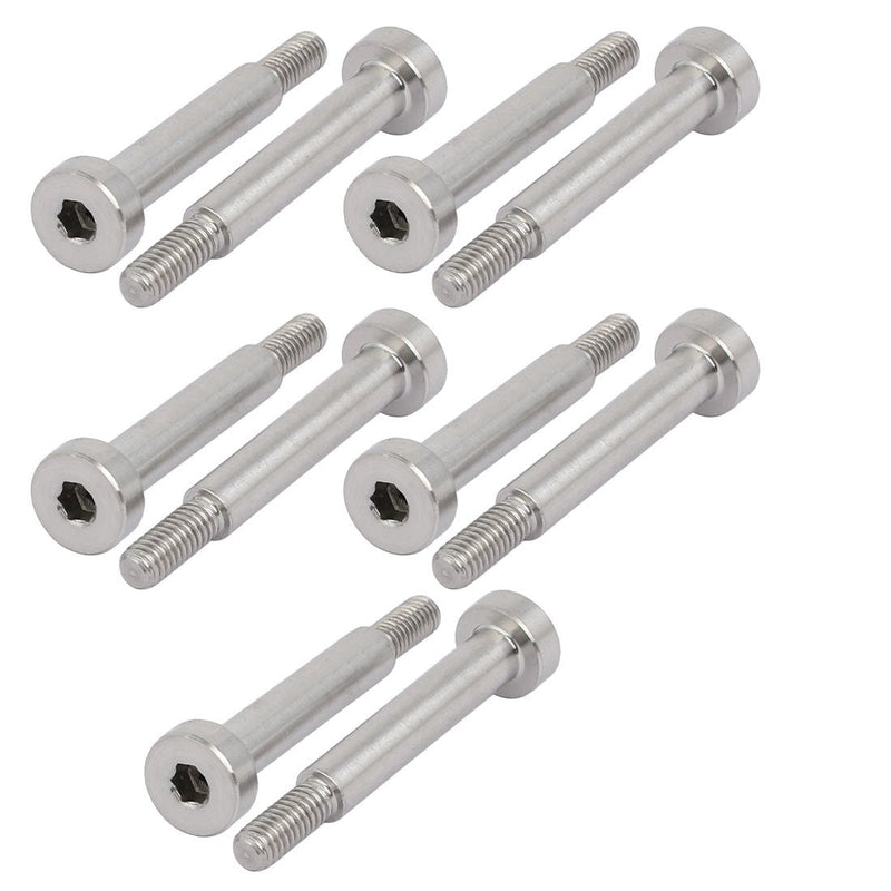 [Australia - AusPower] - uxcell 10pcs 304 Stainless Steel Hex Socket Shoulder Bolt 5mm Shoulder Dia 25mm Shoulder Length M4 Thread 5mm x 25mm 