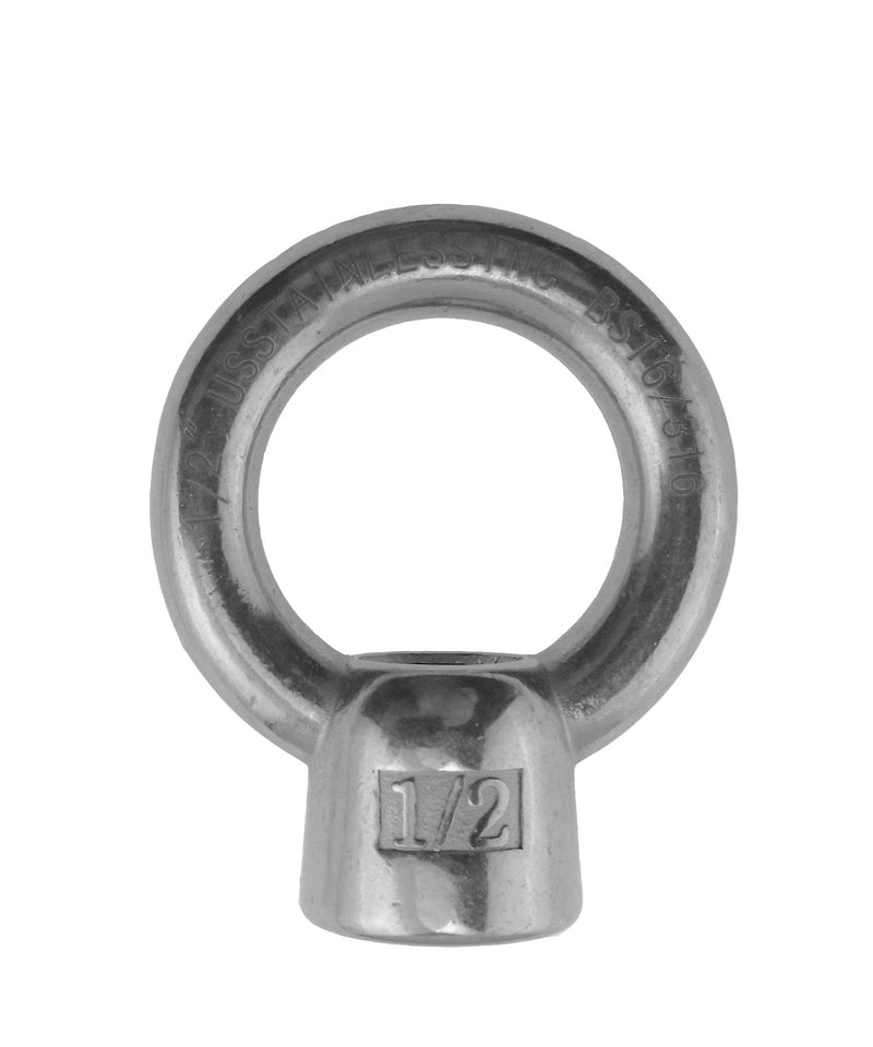 [Australia - AusPower] - US STAINLESS Stainless Steel 316 Lifting Eye Nut 1/2" UNC Marine Grade Pitch of 13 