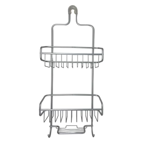 Better Houseware Hanging Shower Caddy - Rustproof Shower Organizer with Hooks and Shelves for Shampoo, Conditioner, Soap & Bath Sponge Storage - Bathroom Over Shower Head Caddy, Silver