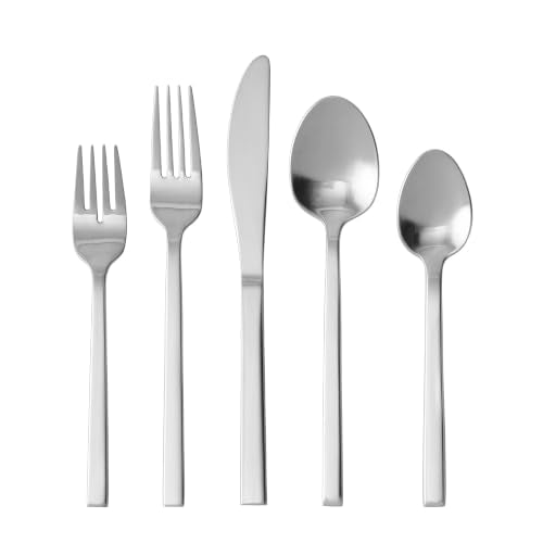 FORTESSA Ashton 18/10 Stainless Steel Flatware, 5 Piece Place Setting With Knife, Forks and Spoons (Service For 1), Dishwasher Safe, Antiqued Ashton Antiqued Silver 5-Piece