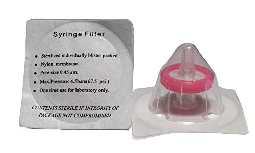 Advangene sterile nylon syringe filter, 0.45μm, 13mm, pink, 75-pack