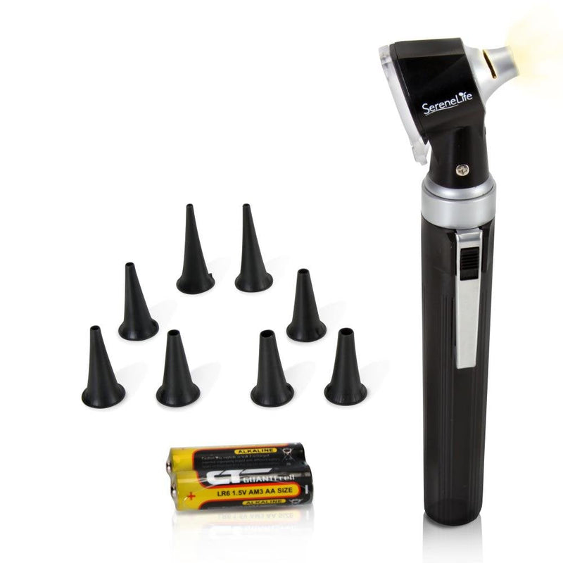 [Australia - AusPower] - Serenelife Compact Otoscope Ear Checker - Fiber Optic Digital Bright LED Ear Light Design Battery Operated & 3X Magnification - Washable Speculum Tip for Pediatric Adult & Veterinary 