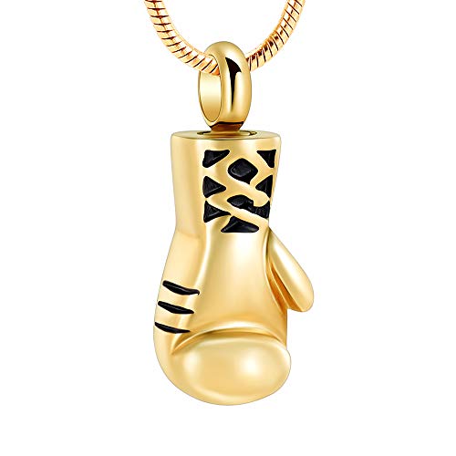 Boxing Glove Shape Stainless Steel Ashes Keepsake Cremation Jewelry for Ash Cool Cremation Pendants for Ashes Cremation Necklace Gold