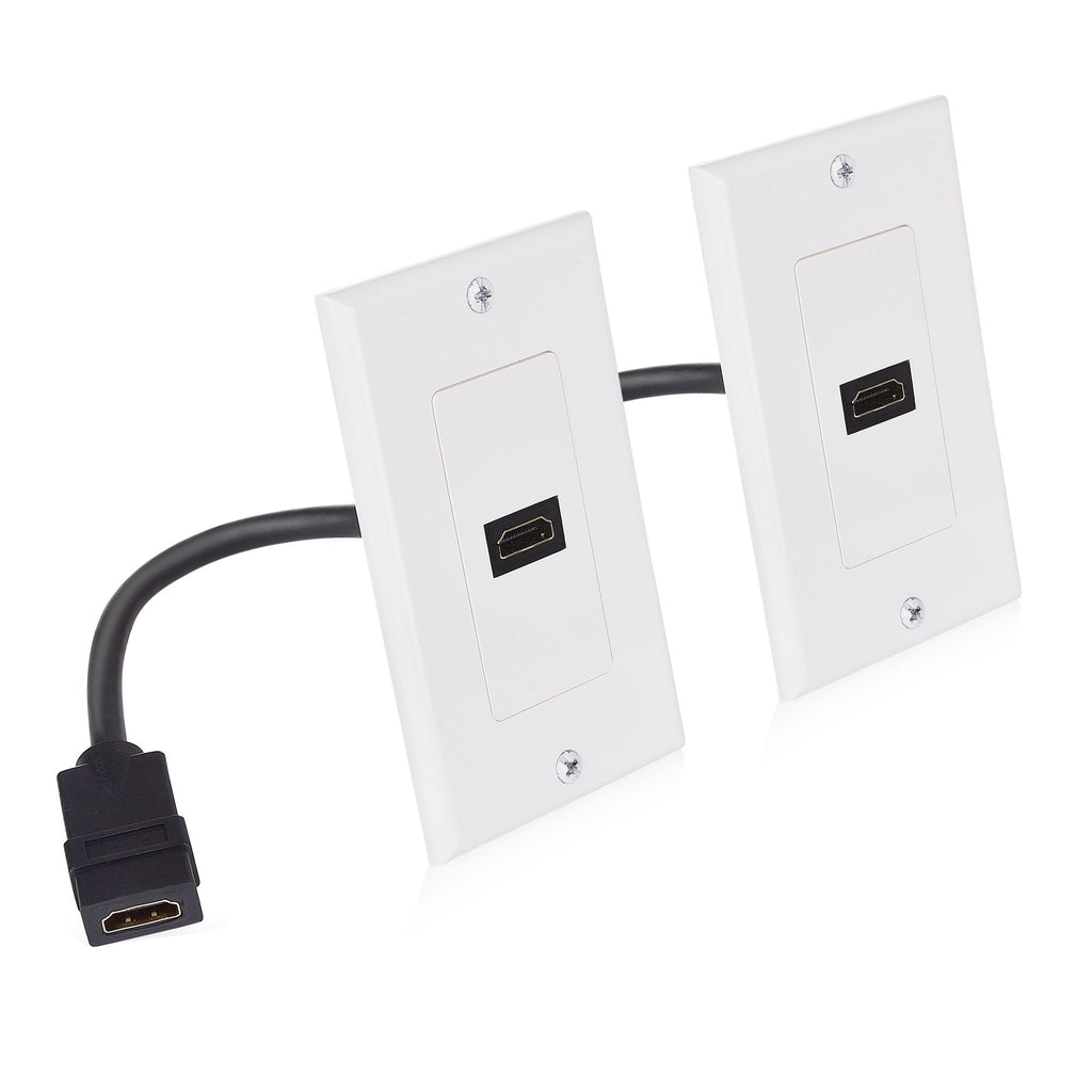 [Australia - AusPower] - Cable Matters 2-Pack 1-Port HDMI Wall Plate in White (4K UHD, ARC, and Ethernet Pass-Thru Support) 