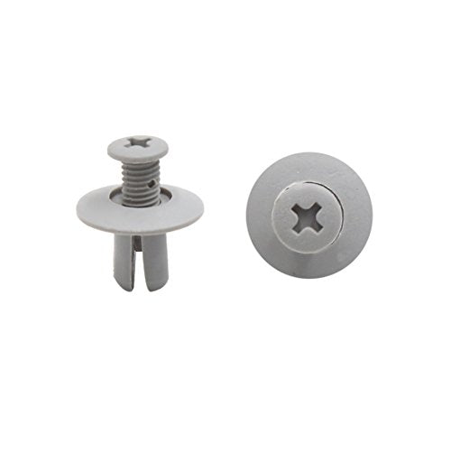 uxcell gray 8mm hole plastic push-in rivets, 100-piece retainer clip set