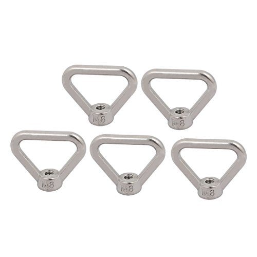 uxcell M8 lifting eye nuts, 304 stainless steel triangle shape for rope fitting, pack of 5