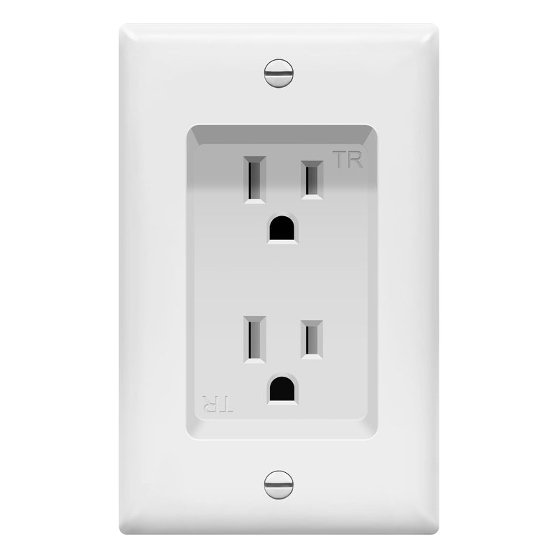 [Australia - AusPower] - TOPGREENER Recessed Duplex Receptacle Outlet, Tamper-Resistant, Size 1-Gang 4.48" x 2.76", 15A 125V, TG15RD31, White Recessed Outlet 1 Pack 