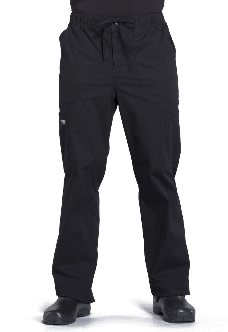 [Australia - AusPower] - Cherokee Men's Scrub Pant Tapered Leg Fly Front Cargo Pant with 5 Pockets WW190 Large Black 