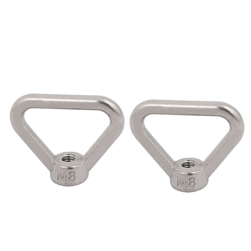 [Australia - AusPower] - uxcell Lifting Eye Nut M8 Female Thread 304 Stainless Steel Triangle Shape for Rope Fitting Pack of 2 