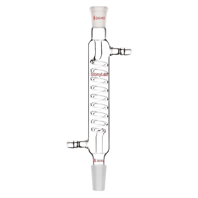 StonyLab Borosilicate Glass Graham Condenser with 24/40 Joint 200mm Jacket Length Lab Condenser 200 mm