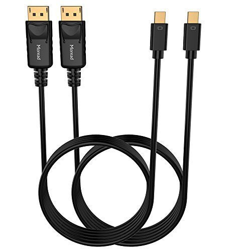 [Australia - AusPower] - Moread Mini DisplayPort to DisplayPort Cable, 6 Feet, 2 Pack, Gold-Plated DisplayPort to Mini DisplayPort (4K@60Hz, 2K@144Hz) Mini DP to DP Display Cable - Black 