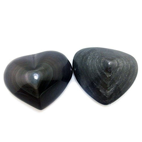 Polar Jade Crystal Hearts, Silver Sheen Obsidian, Rainbow Obsidian & Chakra