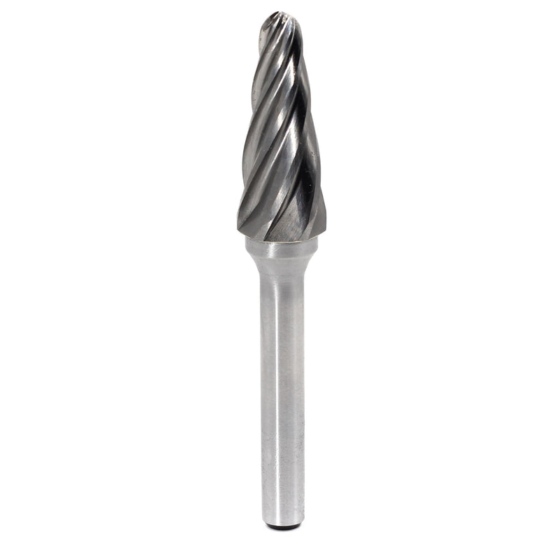 Carbide Burr SL-4NF Aluminum Cut Carbide Cutter Burrs File(1/2 Inch Head Dia X 1-1/8 Inch Cutter Length) 1/4"(6mm) Shank Taper Shape with Radius End for Rotary Die Grinder,1pcs