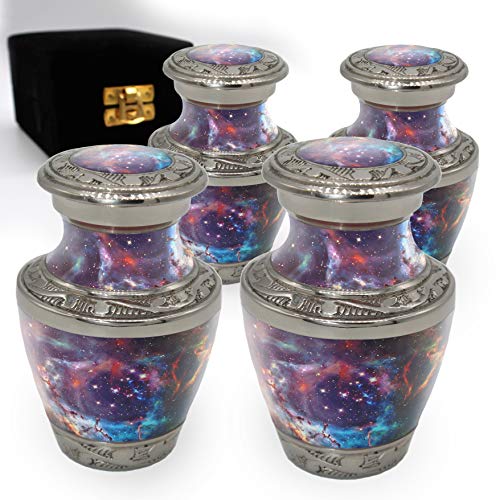 Galaxy Small Urns for Human Ashes Set of 4 Mini Urns or Keepsakes Galaxy