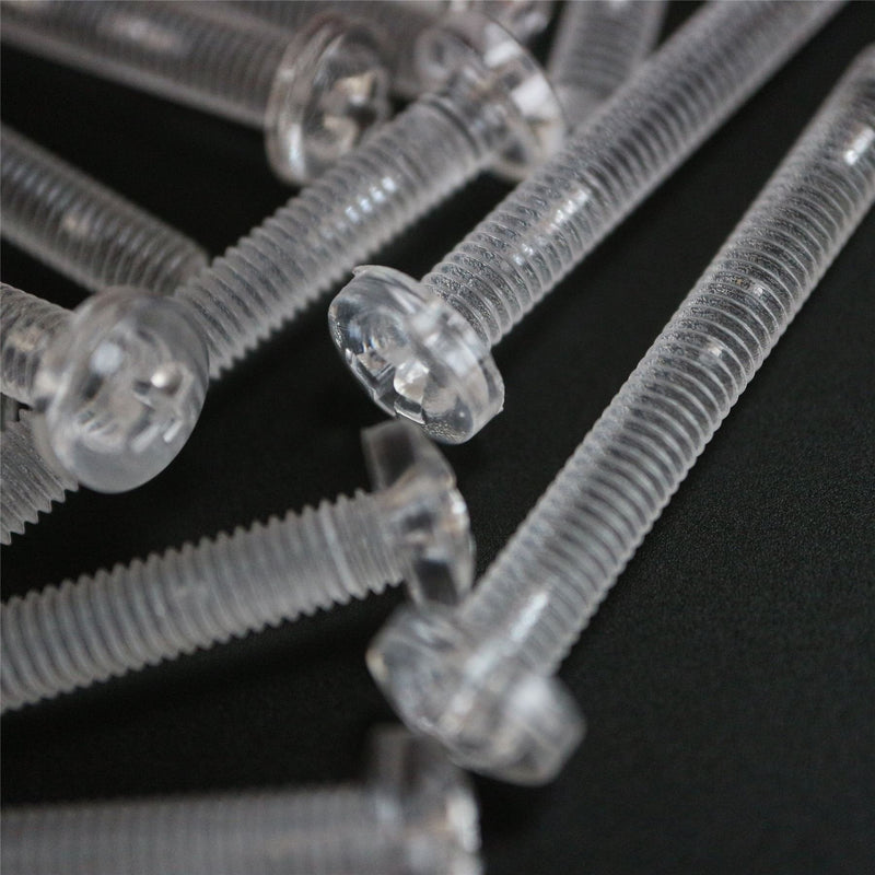 [Australia - AusPower] - Pack of 60 Transparent Clear Plastic, Pan Head, M4 x 40mm Nuts & Bolts, Washers -Acrylic Plastic Screws, (5/32 x 1 37/64 in) 