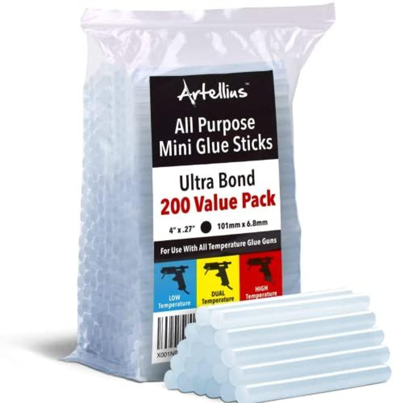[Australia - AusPower] - Mini Hot Glue Sticks 4" and 0.27 Diameter - Compatible with Most Glue Guns (Huge Bulk Pack of 200) Clear (200 Pack) 