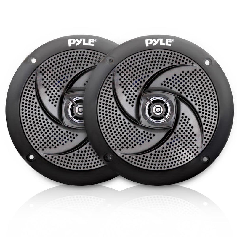 Pyle Marine Speakers - 4 Inch 2 Way Waterproof and Weather Resistant Outdoor Audio Stereo Sound System with 100 Watt Power and Low Profile Slim Style Design - 1 Pair - PLMRS4B (Black) 4.0" inch Speakers