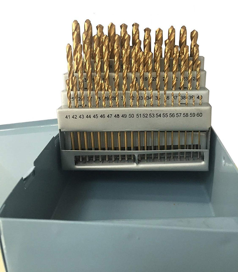 60Pc 1#-60# TiN Coated Drill Bit Set HSS Steel (0.228"-0.040") | A practical and affordable drilling bit, suitable for household use and DIY projects