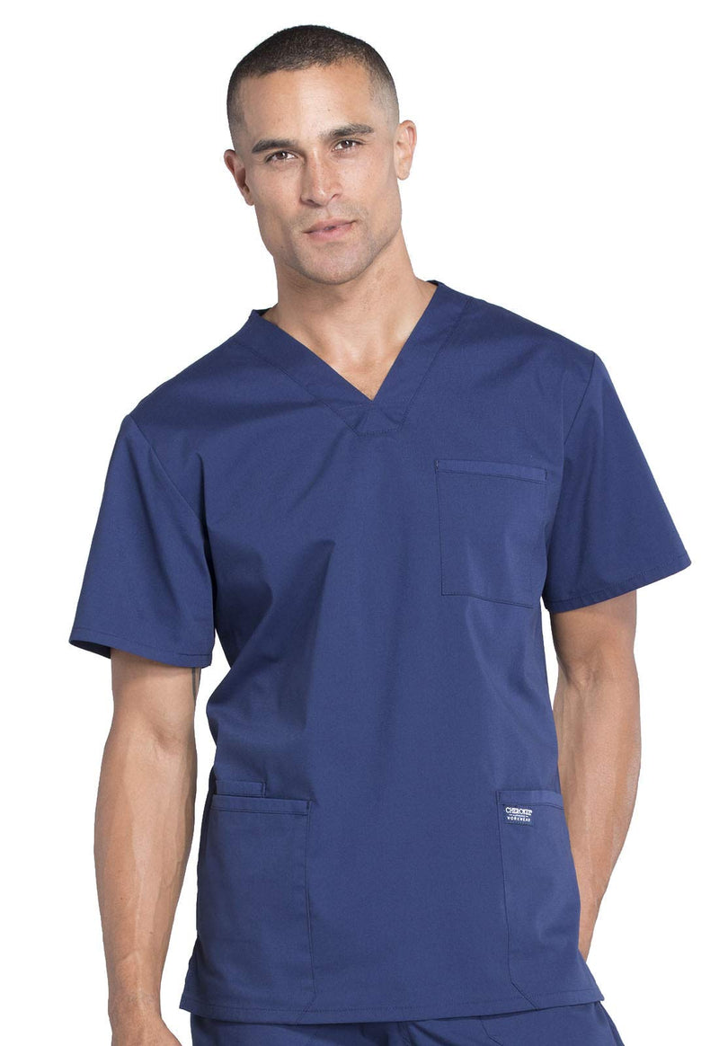 [Australia - AusPower] - Cherokee Scrubs for Men Workwear Professionals V-Neck Four-Pocket Scrub Top WW695 Large Navy 