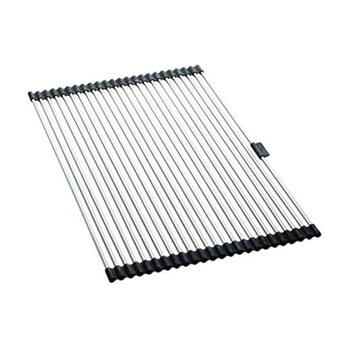 Farberware Dish Drying Rack Over the Sink, Large Stainless Steel Rolling Drying Rack for Kitchen Counter, Rust-Resistant Rods, Holds Up to 22 lbs, Dishwasher Safe
