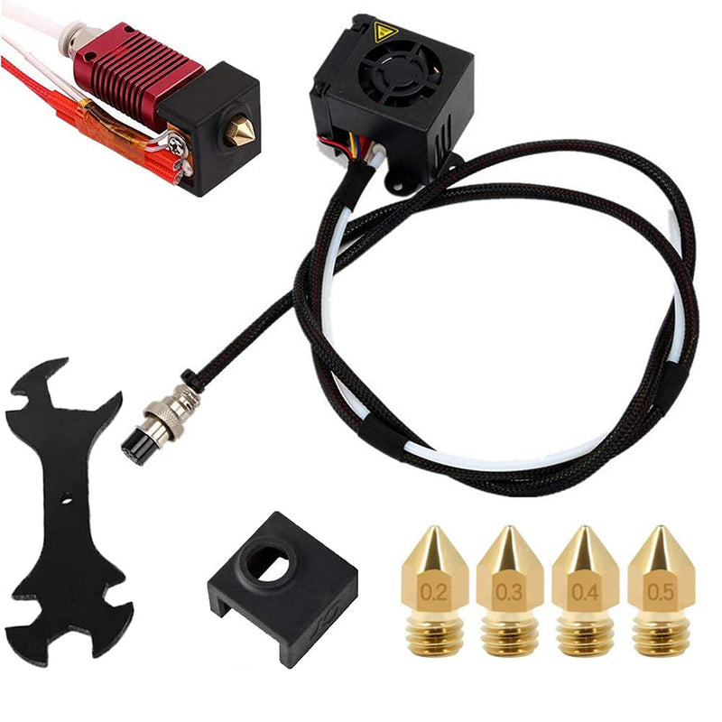 [Australia - AusPower] - CR-10S 3D Printers Original Replacement Parts/Accessories Full Assemble MK8 Extruder Hot End Kits (with Nozzle 0.4mm /0.2mm /0.3mm /0.5mm) fit for Creality 3D Printing Printer CR-10 CR-10S S4 S5 