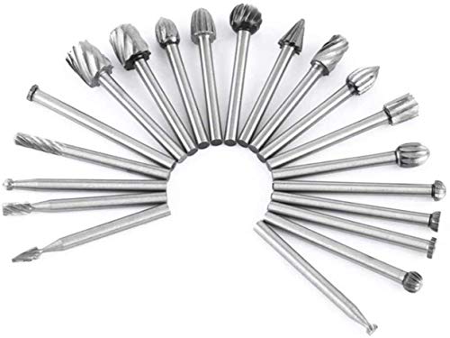 APlus Rasp Drill Bit Set for Wood Working, Burr Set, End Mill, Diamond Grinder, Rotary, File Bit, Tungsten HSS cutter set, 20 pieces