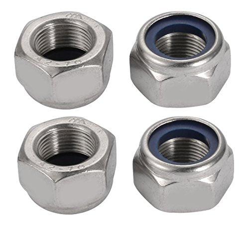 uxcell M20 x 1.5mm metric fine thread 304 stainless steel hex lock nuts, 4-piece set
