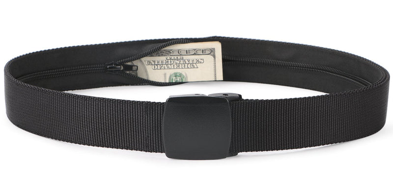 [Australia - AusPower] - SUOSDEY Travel Money Belt, Nylon Hidden Money Pocket Belt with Plastic Buckle Suit pant size below 40" 01-black-style 1 