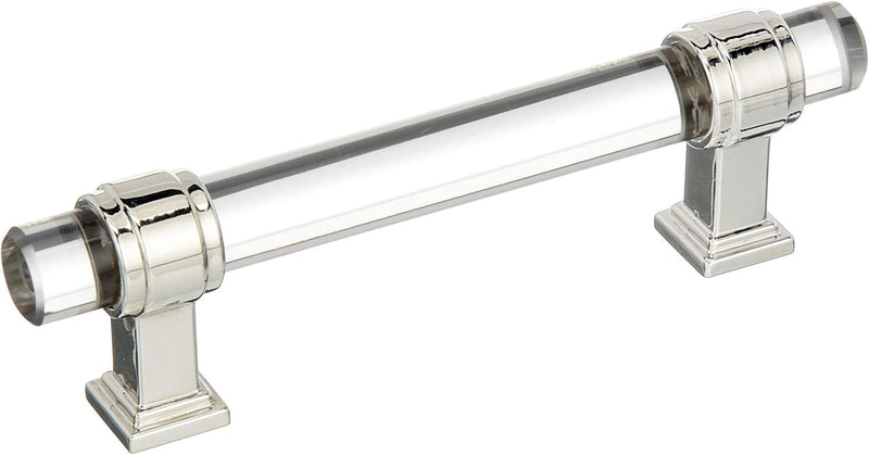 Amerock | Cabinet Pull | Clear/Polished Nickel | 3-3/4 inch (96 mm) Center-to-Center | Glacio | 1 Pack | Drawer Pull | Drawer Handle | Cabinet Hardware
