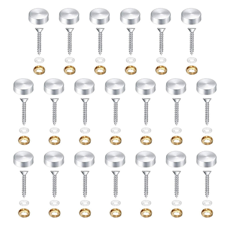 [Australia - AusPower] - 20Pcs Decorative Mirror Screws, Stainless Steel Screw Cap/Cover 16mm for Fasteners, Sign/Advertising Hardware, Nails, Construction, Tea Tables, Wardrobes Glass Furniture 3/5inch 