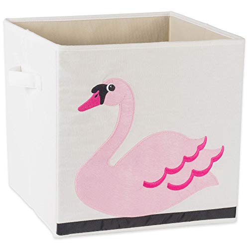 E-Living Store Children's Animal Print Storage Cube & Basket, Swan, 13x13x13
