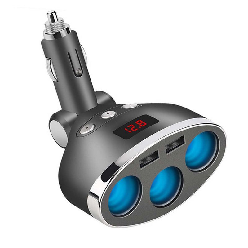 [Australia - AusPower] - Car Charger,120W 3-Socket Cigarette Lighter Power Adapter DC Splitter 3.1A Dual USB Car Charger 12/24V with LED Voltage Display for Smartphone 