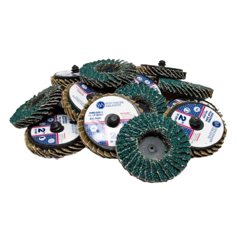[Australia - AusPower] - Benchmark Abrasives 2" Quick Change Zirconia Flap Disc Grinding Wheel with Male R-Type Back Design - Cleaning Finishing Deburring of Irregular Surfaces - for Die Grinder & More (10 Pack) 36 Grit 